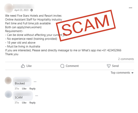 Jobs and 'side hustle' scams - Screenshot 2